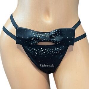 Victoria’s Secret FASHION SHOW LIMITED EDITION Satin Bow Crystals Thong panty